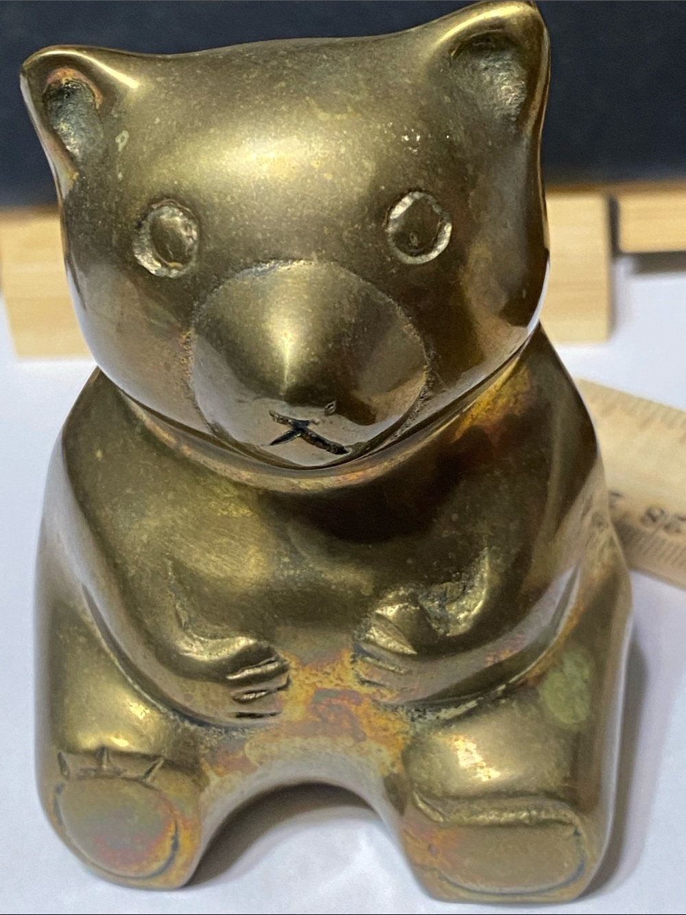 Brass Bear made in Korea figurine paperweight